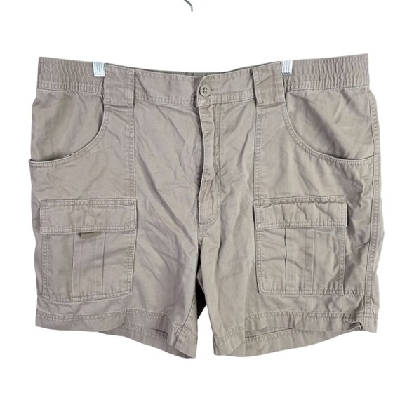 Mens Roundtree & York Beige Cargo Shorts 100% Cotton 6.5" Inseam Size 40 - Picture 1 of 11
